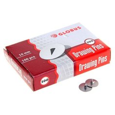 Кнопки металлические Globus, 10 мм, 100 шт.в уп. карт/коробка 4 упаковки Глобус