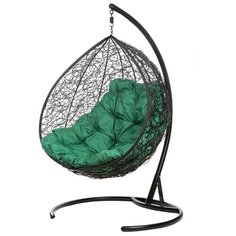 Кресло подвесное Bigarden "Gemini Promo", черное, зеленая подушка (чехол в подарок)