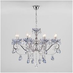 Классическая подвесная люстра с хрусталем Eurosvet 10109/8 хром/лазурный хрусталь Strotskis