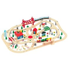 Деревянная железная дорога ACOOLTOY, развивающая игрушка, 130 деталей
