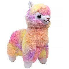 Мягкая милая плюшевая игрушка Радужная Альпака 25 см, градиент радуга Welly Well