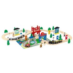 Деревянная железная дорога ACOOLTOY, развивающая игрушка, 80 деталей, Трасса