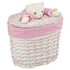 Natural House Корзина для белья Медвежонок 33х21х28 см розовый/белый