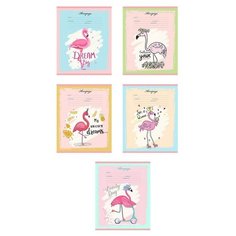 Тетрадь школьная А5 18л,кл,скреп,мел.кар. Мечтательные фламинго 18-4290 асс 11 штук Проф Пресс