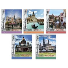 Тетрадь общая А5,48л,кл,скреп,мел.обл,бл.офсет-2 любимые города 48-3393 асс 7 штук Проф Пресс