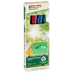 Набор маркеров перманентных EDDING 25 EcoLine, 1мм, 4 цв. в картонн коробке
