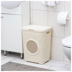 Корзина для белья "Ротанг" 40л с иллюминатором, цвет слоновая кость 6579440 Violet