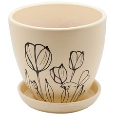 Керамический горшок с подставкой, 2,4л., Д175 Ш175 В160, бежевый Engard