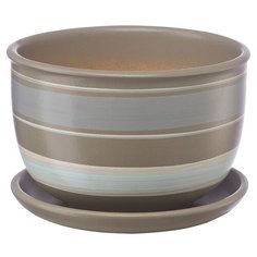 Керамический горшок с подставкой, 0,5 л., Д130 Ш130 В90, серый с белыми полосками Engard