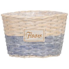 Кашпо из щепы , Д330 Ш250 В220, натуральный с голубым Вещицы