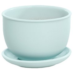 Керамический горшок "Бутон" с подставкой, 0,5 л., Д130 Ш130 В90, голубой Engard