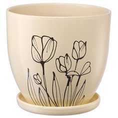 Керамический горшок с подставкой, 4,7л., Д220 Ш220 В198, бежевый Engard