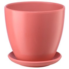 Керамический горшок "Бутон" с подставкой, 1,4л., Д135 Ш135 В130, розовый антик Вещицы