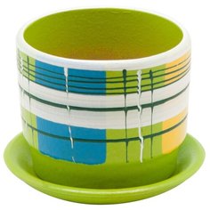 Керамический горшок с подставкой, 0,3л., Д90 Ш90 В77, зеленый Engard