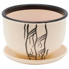 Керамический горшок с подставкой, 0,5л., Д128 Ш128 В90, бежевый Engard