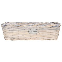 Кашпо из щепы , Д430 Ш200 В120, натуральный с голубым Вещицы