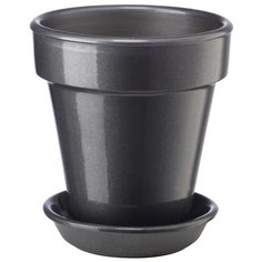 Керамический горшок Конус с подставкой, 0,6л., темно-серый Вещицы