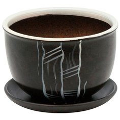 Керамический горшок с подставкой, 0,5л., Д130 Ш130 В90, черный Engard