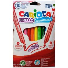 Фломастеры двухсторонние CARIOCA (Италия) "Birello", 10 цветов, 2 пишущих узла 2,5 и 5 мм, суперсмываемые