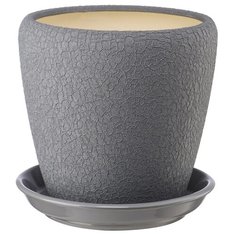 Горшок Вещицы с поддоном Грация 16.5 x 16 см металлик