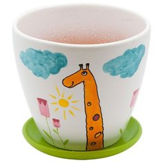 Горшок ENGARD с поддоном BH-09-1 14.7 х 13.5 см жираф