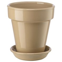Горшок Вещицы с поддоном Конус 12.4 х 11.3 х 13.2 см капучино