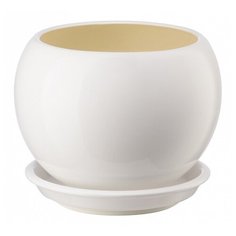 Горшок Вещицы с поддоном Шар Глянец 8.5 х 7.5 х 8.5 см белый