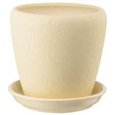 Горшок Вещицы с поддоном Грация 13 x 13 см бежевый