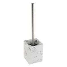 Ершик с подставкой MARBLE, белый, PERFECTO LINEA (Материал: НАТУРАЛЬНЫЙ КАМЕНЬ, полирезин, нерж.сталь) (35-000005)