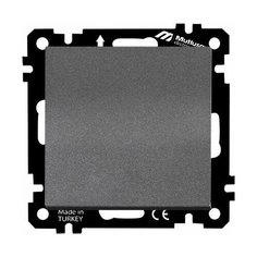 Выключатель 1-клав. двухполюсный (скрытый, без рамки, винт. зажим) дымчатый, DARIA, MUTLUSAN (10 A, 250 V, IP 20) (2100 405 0295)