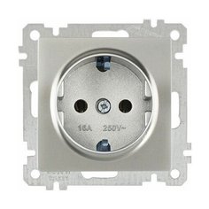 Розетка 1-ая (скрытая, без рамки, с/з) титан, DARIA, MUTLUSAN (16 A, 250 V, IP 20) (2100 600 0283)