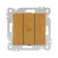 Выключатель 3-клав. (скрытый, без рамки, пруж. зажим) дуб, RITA, MUTLUSAN (10 A, 250 V, IP 20) (2200 409 0158)