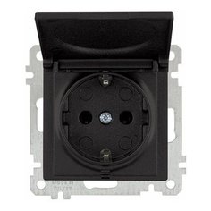 Розетка 1-ая (скрытая, без рамки, с/з, с крышкой) черная, DARIA, MUTLUSAN (16 A, 250 V, IP 20) (2100 610 0284)