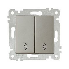Выключатель проходной 2-клав. (скрытый, без рамки, пруж. зажим) титан, RITA, MUTLUSAN (10 A, 250 V, IP 20) (2200 404 0183)