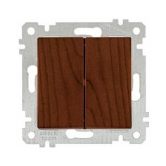 Выключатель 2-клав. (скрытый, без рамки, пруж. зажим) орех, RITA, MUTLUSAN (10 A, 250 V, IP 20) (2200 402 0157)