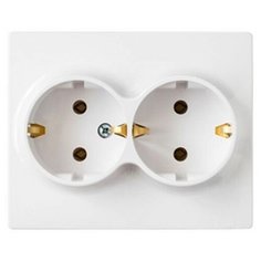 Розетка 2-ая (скрытая, с/з) белая, Мастер, BYLECTRICA (без рамки) (РС16-0042Р)