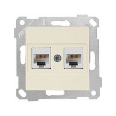 Розетка компьютерная 2xRJ45 (Cat5e, скрытая, без рамки) кремовая, RITA, MUTLUSAN (2200 138 0102)