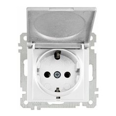 Розетка 1-ая (скрытая, без рамки, с/з, с крышкой) белая, DARIA, MUTLUSAN (16 A, 250 V, IP 20) (2100 610 0201)