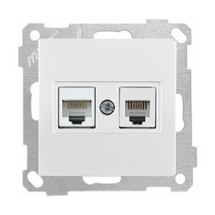Розетка телефонная + компьютерная (RJ12+Cat5e, скрытая, без рамки) белая, DARIA, MUTLUSAN (2100 139 0101)