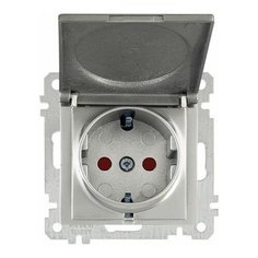 Розетка 1-ая (скрытая, без рамки, с/з, шторки, с крышкой) титан, DARIA, MUTLUSAN (16 A, 250 V, IP 20) (2100 611 0283)