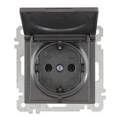 Розетка 1-ая (скрытая, без рамки, с/з, с крышкой) дымчатая, DARIA, MUTLUSAN (16 A, 250 V, IP 20) (2100 610 0295)