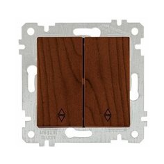 Выключатель проходной 2-клав. (скрытый, без рамки, пруж. зажим) орех, RITA, MUTLUSAN (10 A, 250 V, IP 20) (2200 404 0157)