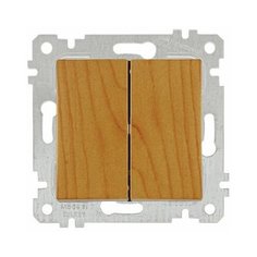 Выключатель 2-клав. (скрытый, без рамки, винт. зажим) дуб, RITA, MUTLUSAN (10 A, 250 V, IP 20) (2200 402 0258)