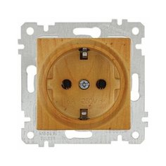 Розетка 1-ая (скрытая, без рамки, с/з) дуб, RITA, MUTLUSAN (16 A, 250 V, IP 20) (2200 600 0258)