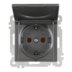 Розетка 1-ая (скрытая, без рамки, с/з, шторки, с крышкой) дымчатая, DARIA, MUTLUSAN (16 A, 250 V, IP 20) (2100 611 0295)