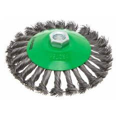 Щетка дисковая косич.125мм/M14 ВОЛАТ (для УШМ шлифмашины болгарки М14 тарелка торцевая крацовка) (81060-125)