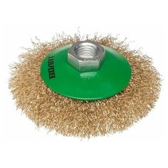 Щетка дисковая гофр.100мм/M14 ВОЛАТ (для УШМ шлифмашины болгарки М14 тарелка торцевая крацовка) (81050-100)