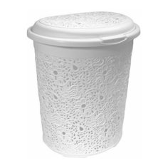 Корзина для белья КРУЖЕВО 50л (белый) (М2603) (IDEA)