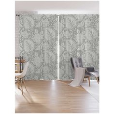 Шторы под лён Ambesonne "Цветочный узор с листьями", серия Oxford DeLux, 340х265 см Joy Arty