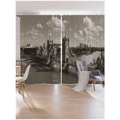 Шторы под лён Ambesonne "Мост в сепии", серия Oxford DeLux, 340х265 см Joy Arty